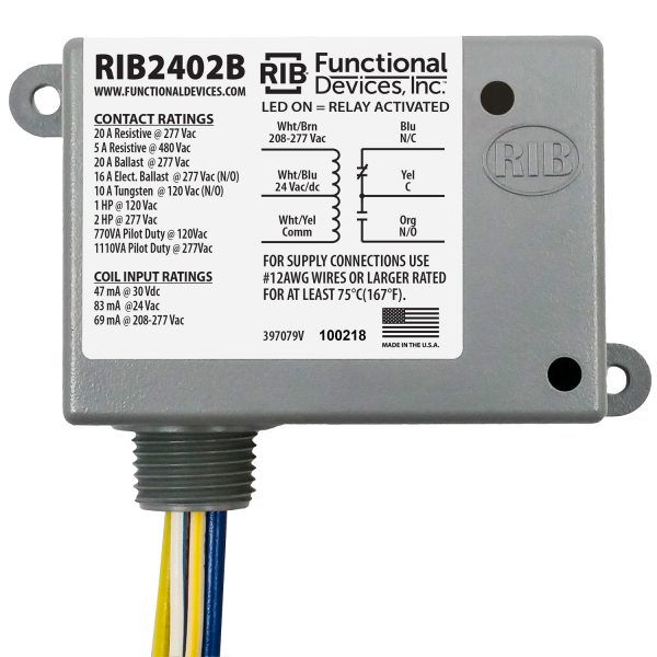 Enclosed Relay 20amp Spdt 24vac/dc/208-277vac