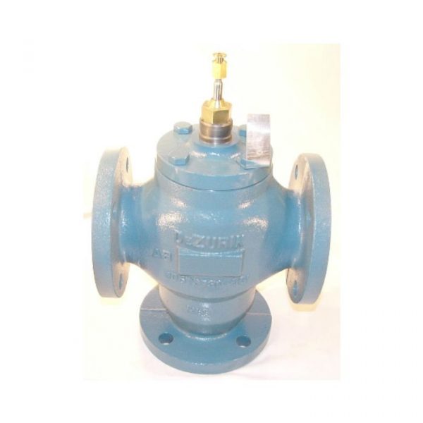 2-1/2" Flanged 3 Way Divert Valve 63 Cv 3/4" Stroke 4 Bolt Holes