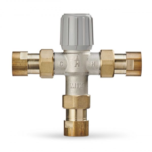 1" Union NPT. Aquamix Lead Free Mixing Valve 70-145F