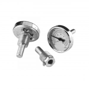 Thermometer With Well. 2" 32-250F Temp. Range. Steel Case Brass Well.