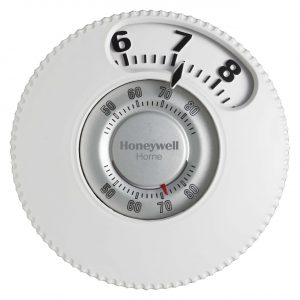 Premier White 24v Mercury Free Heating/Cooling Round Thermostat " Easy To See "