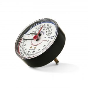 Tridicator Pressure & Temperature Gauge Long Probe 75 Psi Max 60-320f 1/4" Npt.