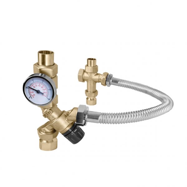Mixcal 3-Way Mixing Valve 3/4"FNPT tankhosecross3/4" MNPTw/gage