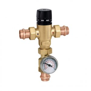3/4" Press 3 Way Mixing Valve W/Gauge And Inlet Checks 85-150F Cv=3