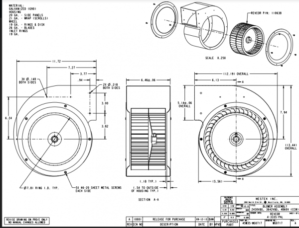 SpacePak - 461RWG0747 - Blower Assembly - 2430/3642 V Series 45461RWG0747