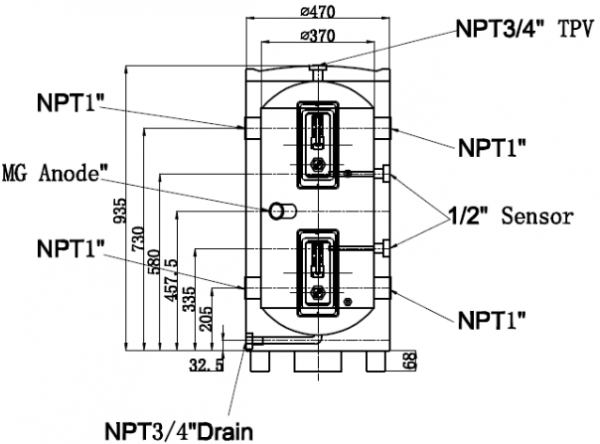 VCT19 Chiltrix 19 Gallon Vertical Buffer Tank