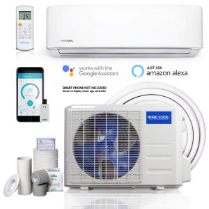 Mr Cool A-09-HP-115B 9K BTU Heat Pump Condenser & Wall Mount Air handler 115 volt 19 SEER WiFi 16ft line set install kit