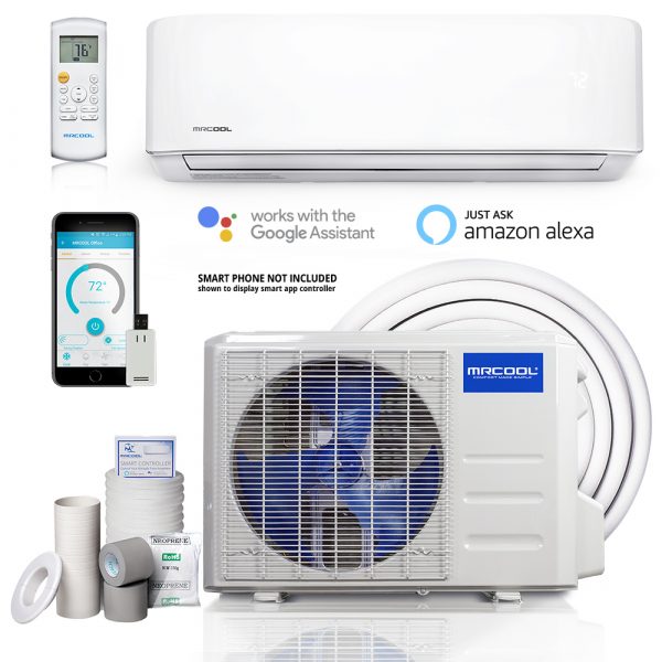 Mr Cool A-09-HP-115B 9K BTU Heat Pump Condenser & Wall Mount Air handler 115 volt 19 SEER WiFi 16ft line set install kit